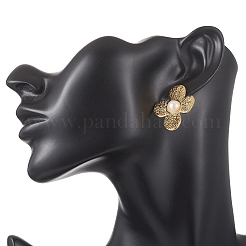 Orecchini a bottone in acciaio inossidabile 304 con fiore di San Valentino&nbsp;EJEW-JE06950