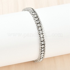 Браслеты из нержавеющей стали 304 с панцирным плетением для женщин BJEW-Z143-21P