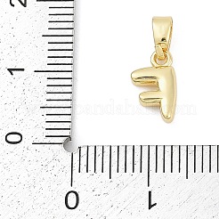 真鍮製チャーム  文字L  カドミウムフリー＆鉛フリー  長持ちメッキ  ラックめっき  文字F  10x6x2.5mm  穴：3x5mm&nbsp;KK-G522-54F-G
