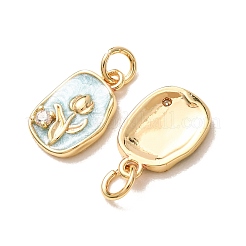 Micro pavé de zircone cubique transparent en laiton avec pendentifs en émail&nbsp;CU-K002-52G-C
