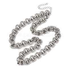 8mm 304ステンレススチール製ツイストダブルローロチェーンネックレス（女性用）  変色しない  ステンレス鋼色  14.57インチ（37cm）&nbsp;NJEW-G194-05P-02