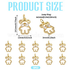 10 шт. латунные подвески с кубическим цирконием KK-TA0002-13