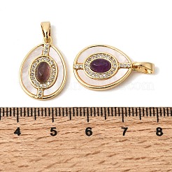 Подвески из натурального аметиста с ракушками&nbsp;KK-Z149-13G-02