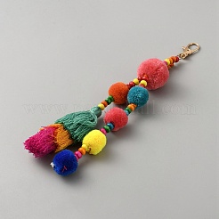 Adornos colgantes con borlas de bolas de pompón de poliéster&nbsp;HJEW-WH0102-015LG-02