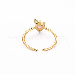 Латунные микро проложить манжеты кольца кубического циркония&nbsp;LS-RJEW-S045-092-NR