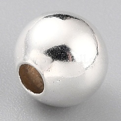 真鍮製スペーサービーズ  カドミウムフリー＆鉛フリー  長持ちメッキ  ラウンド  925銀メッキ  6x5.5mm  穴：1.6mm&nbsp;LS-KK-O133-010E-S