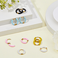 5 пара двухцветных серег-колец из нержавеющей стали 316 с эмалью EJEW-DC0001-39A