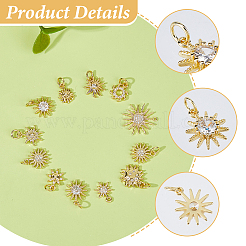 12 шт. 12 стиля подвески из латуни с прозрачным кубическим цирконием&nbsp;KK-DC0004-97