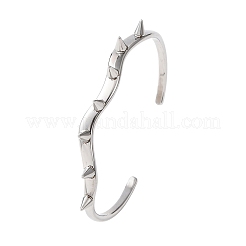 Bracelets manchettes ouvertes à pointes coniques en acier inoxydable 304 pour femmes&nbsp;BJEW-B165-01P