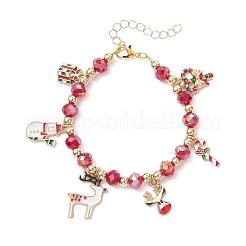 Рождественские браслеты с подвесками из сплава и эмали BJEW-JB12077-02