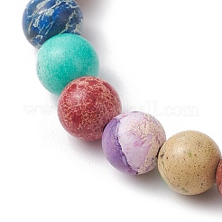 Браслеты из натуральной императорской яшмы с круглыми бусинами для мужчин и женщин&nbsp;BJEW-JB11956