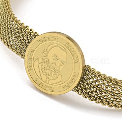 PVD вакуумное покрытие 202 нержавеющая сталь плоские круглые звенья цепи браслеты BJEW-M317-04G