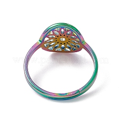Ionenplattierung (IP) 201 Edelstahl Blume verstellbarer Ring für Frauen&nbsp;RJEW-C045-01M