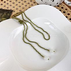 Ожерелья-лариаты из стеклянных бус с цветком VX1861