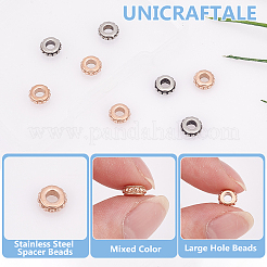 8 шт. 2-х цветные разделительные бусины из нержавеющей стали 304&nbsp;STAS-UN0059-54