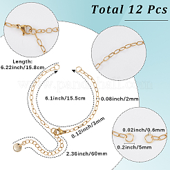 12 шт. наполовину готовые цепочки-скрепки из нержавеющей стали 304 для изготовления браслетов MAK-SC0001-35