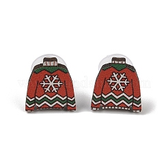 Orecchini a perno in legno di natale in acciaio&nbsp;EJEW-U016-03P-02