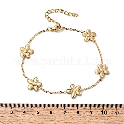 Браслеты из нержавеющей стали 304 с цветочными звеньями BJEW-G765-04G