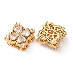 Maillons multirangs en laiton pavé de zirconiums cubiques carrés avec fleur&nbsp;KK-K422-04G-02