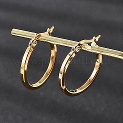 201 ステンレススチールフープピアス  304ステンレスピン付き  イオンプレーティング（ip）  ゴールドカラー  23.5mm&nbsp;EJEW-P304-14B-G