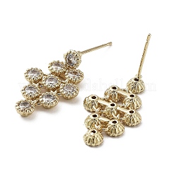 Серьги-гвоздики из латуни с полыми ромбами и цирконием EJEW-G371-08G