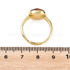 Fingerringe aus natürlichem Tigerauge mit Messingverschlüssen&nbsp;G-H353-04G-01