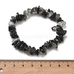 Pulseras elásticas con cuentas de cuarzo turmalinado natural para mujer&nbsp;BJEW-D467-01A