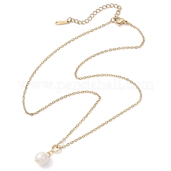 Ожерелья с подвесками из натурального пресноводного жемчуга круглой формы NJEW-JN05137