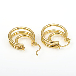 Тройные серьги-кольца из латуни&nbsp;X-EJEW-G282-04G