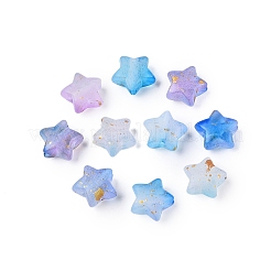 つや消しアクリルビーズ  金フォイル  スター  コーンフラワーブルー  9x10x5mm  穴：1.6mm&nbsp;FACR-CJC0008-01J