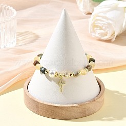Bracelets extensibles en laiton sertis de micro-pavés de zircone cubique transparente&nbsp;BJEW-JB14378-01