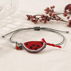 Летние браслеты ручной работы из плетеных арбузов и стеклянных бусин.&nbsp;NP8389