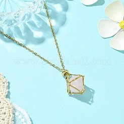 Collar con soporte de jaula de cristal&nbsp;NJEW-JN04603-01