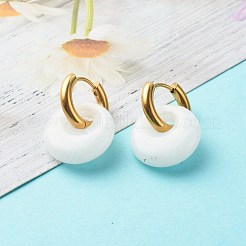 Pendientes de aro hechos a mano de jade blanco natural&nbsp;EJEW-JE04578-05