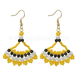 Boucles d'oreilles pendantes en verre tissé de type graine&nbsp;EJEW-MZ00794-03