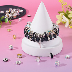 55 pièce 11 styles de perles d'espacement en alliage de verre et de strass en fer&nbsp;FIND-TA0008-70C