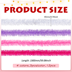 12 Stück 4 Farben Polyester-Truthahnfederstreifen&nbsp;DIY-MA0007-23