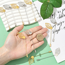 60 шт. 2 стиля булавки для галстука из нержавеющей стали в форме листа для женщин JEWB-SC0001-75D