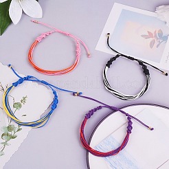 Двухцветный браслет из вощеной полиэфирной плетеной нити BJEW-SW00026