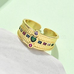 Регулируемые манжетные кольца с микропаве из кубического циркония из латуни&nbsp;RJEW-V009-01G