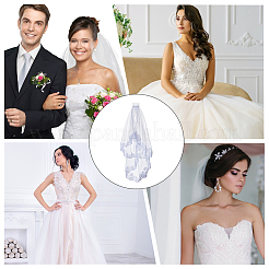 Veli da sposa in tulle a maglia lunga in poliestere con pettini&nbsp;OHAR-WH0029-09A