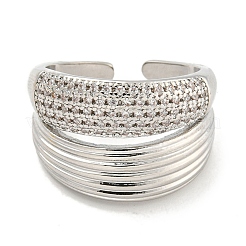 Открытые манжеты из латуни с микро-паве и кубическим цирконием для женщин&nbsp;RJEW-I104-16P