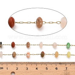 Цепи-рондель ручной работы из нержавеющей стали 304 с бусинами из смешанных камней CHS-B011-09G