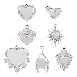 7 Stück 7 Stile 304 Edelstahl Anhänger Cabochon Einstellungen&nbsp;STAS-TA0005-83