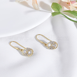 1 пара плоских круглых стеклянных сережек-подвесок&nbsp;EJEW-LP0010-04