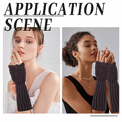 3 пара длинных трикотажных перчаток без пальцев из акриловых волокон двух цветов AJEW-GA0008-18