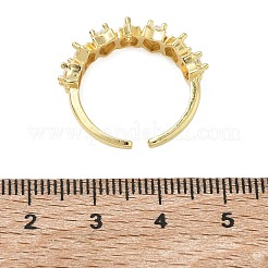 Messing Micro Pave Zirkonia Manschette offene Ringe&nbsp;RJEW-C163-02G