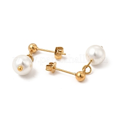 Серьги-гвоздики с кисточками и жемчугом EJEW-P219-10G