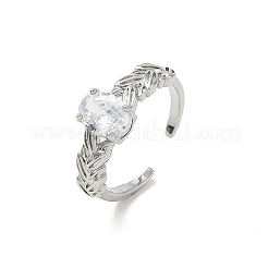 Messing Micro Pave Zirkonia Manschette offene Ringe&nbsp;RJEW-C163-25A-P