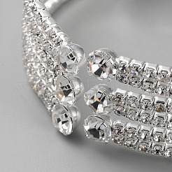 Теннисный браслет-манжета со стразами и кристаллами&nbsp;BJEW-WH0017-32
